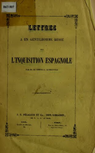 Lettres à un gentilshomme russe sur l'inquisition espagnole