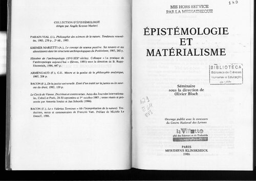 Épistemologie et matérialisme