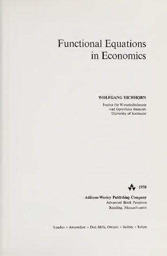 Functional Equations in Economics