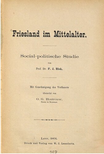 Friesland im Mittelalter : Sozial-politische Studie