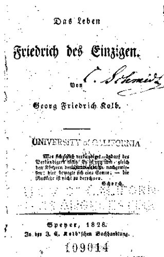 Das Leben Friedrichs des Einzigen