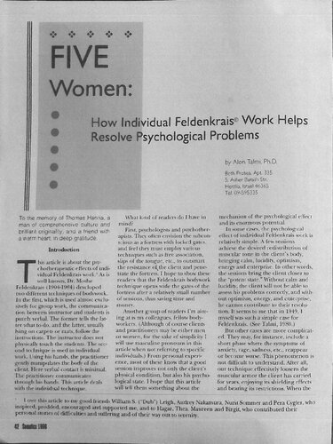 Five Women - How Feldenkrais Work Resolve Psycological Problems