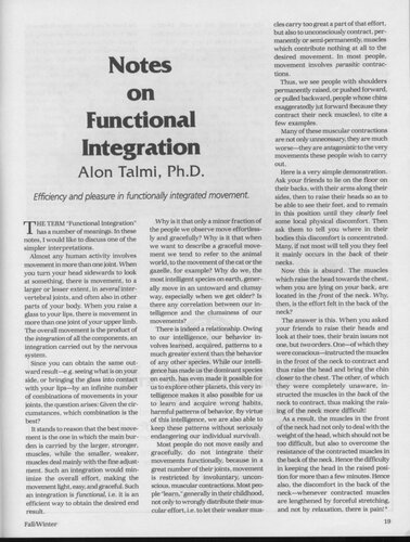 Notes on Functional Integration 1- Feldenkrais