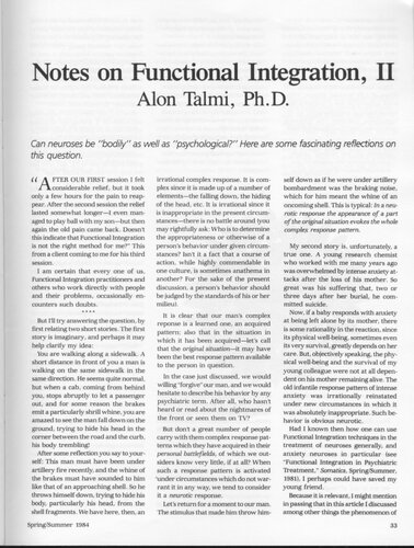 Notes on Functional Integration 2 - Feldenkrais