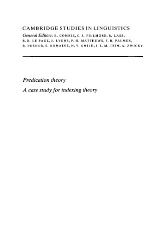 Predication Theory: A Case Study for Indexing Theory