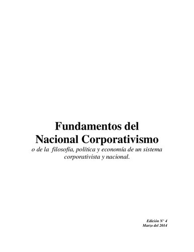 Fundamentos del nacional corporativismo