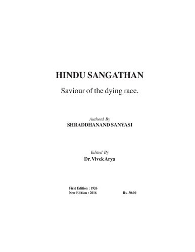 Hindu Sangathan: Saviour of the Hindu Race