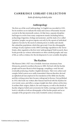 The Kachins: Their Customs And Traditions (1913)