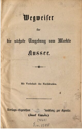 Wegweiser für die nächste Umgebung vom Markte Aussee