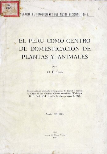 El Perú como centro de domesticación de plantas y animales [1925]
