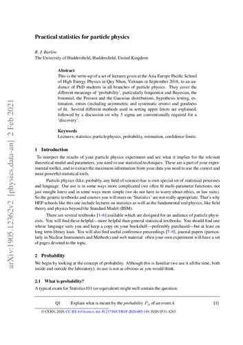 Practical statistics for particle physics