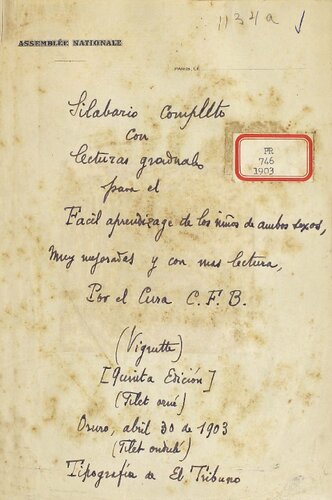 Silabario completo con lecturas graduado para el fácil aprendizaje de los niños de ambos sexos : muy mejoradas y con más lecturas