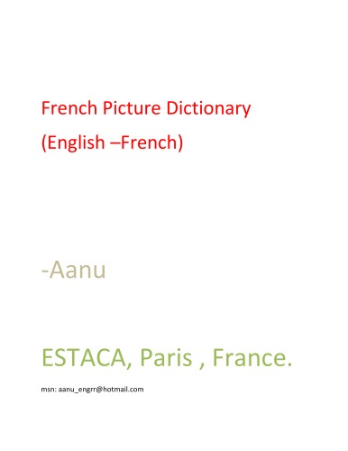 French Picture Dictionary (English –French)