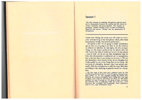 Lesson 1 (from Some Lessons in Metaphysics)