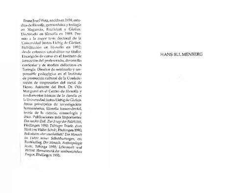 Hans Blumenberg: La modernidad y sus metáforas