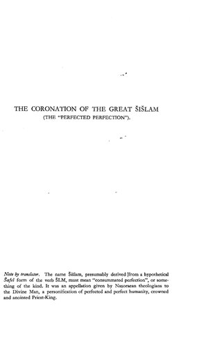 The Coronation of the Great Šišlam: Being a Description of the Rite of the Coronation of a Mandaean Priest according to the ancient Canon