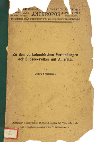 Zu den vorkolumbischen Verbindungen der Südsee-Völker mit Ämerika
