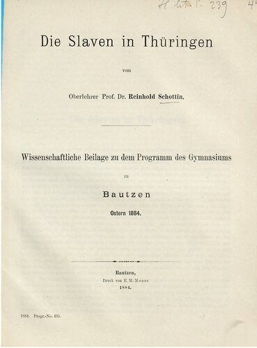 Die Slaven [Slawen] in Thüringen