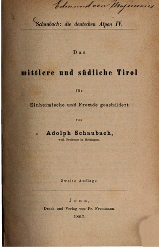 Das mittlere und südliche Tirol für Einheimische und Fremde geschildert