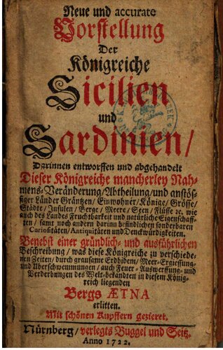 Neue und accurate Vorstellung der Königreiche Sicilien [Sizilien] und Sardinien