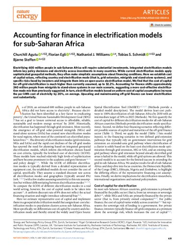 Accounting for finance in electrification models for sub-Saharan Africa