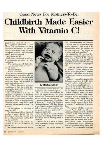 Vitamin C : Childbirth made easier with Vitamin C