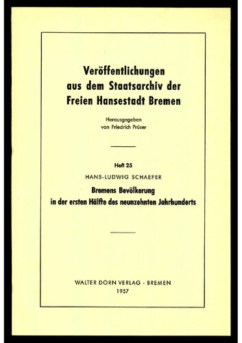 Bremens Bevölkerung in der ersten Hälfte des neunzehnten Jahrhunderts