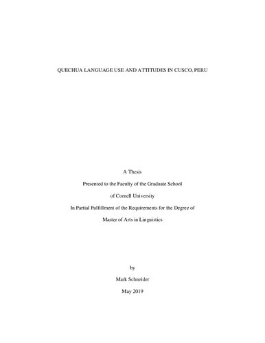 Quechua language use and attitudes in Cuzco, Peru