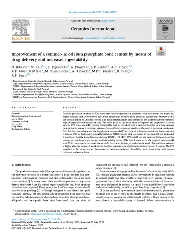 Improvement of a commercial calcium phosphate bone cement by means of drug delivery and increased injectability