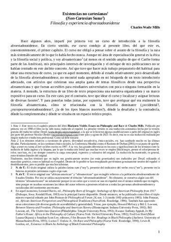 Existencias no-cartesianas (Non-cartesian sums, Blackness visible cap.1)