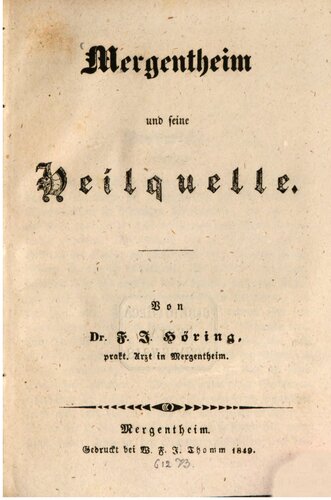 Mergentheim und seine Heilquelle