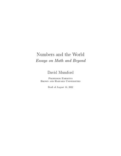 Numbers and the world: Essays on Math and Beyond