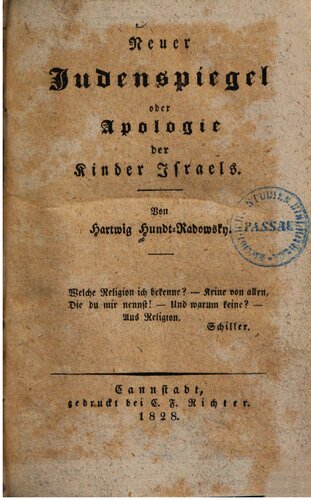 Neuer Judenspiegel oder Apologie der Kinder Israels