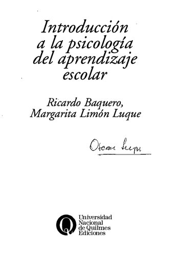 Introducción a la psicología del aprendizaje escolar