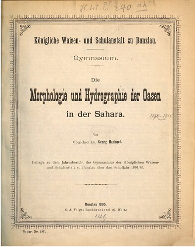 Die Morphologie und Hydrographie der Oasen in der Sahara