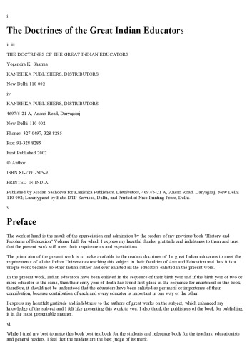 The doctrines of the great Indian educators