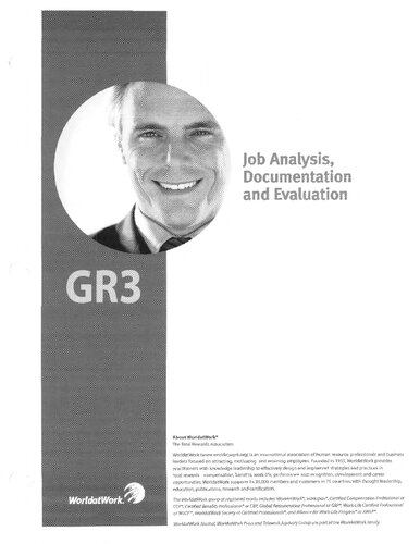 World at Work - GR3 - Job Analysis, Documentation and Evaluation (v3.02.7)