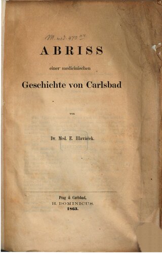 Abriss einer medicinischen [medizinischen] Geschichte von Carlsbad