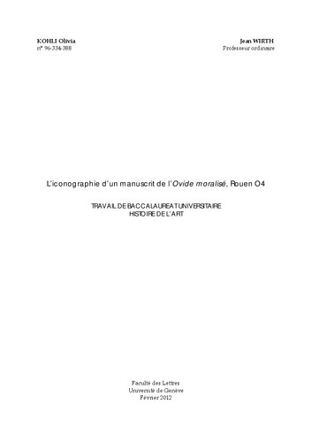 L'iconographie d'un manuscrit de l'Ovide moralisé, Rouen O4