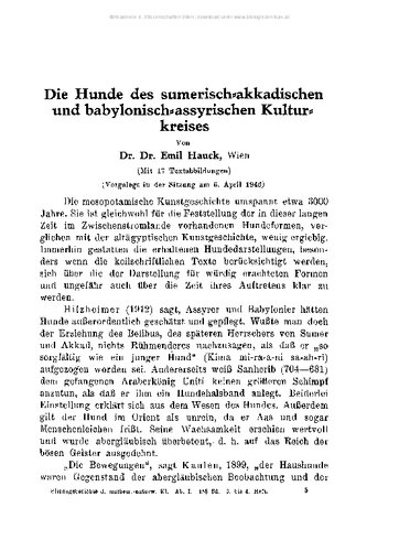 Die Hunde des sumerisch-akkadischen und babylonisch-assyrischen Kulturkreises