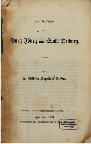 Zur Geschichte der Stadt Iburg und Bad Driburg