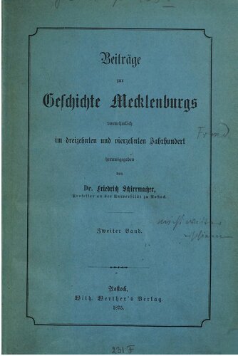 Beiträge zur Geschichte Mecklenburgs vornehmlich im dreizehnten Jahrhundert