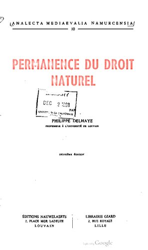 Permanence du droit naturel