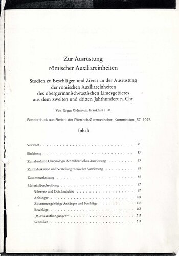 Zur Ausrüstung römischer Auxiliareinheiten