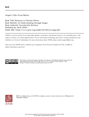 Dionysos in Classical Athens: An Understanding Through Images