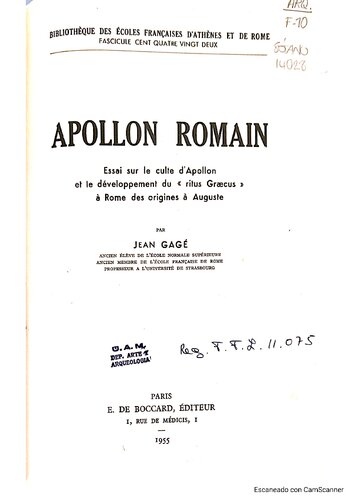 Apollon Romain. Essais sur le culte d'Apollon et le développement du 
