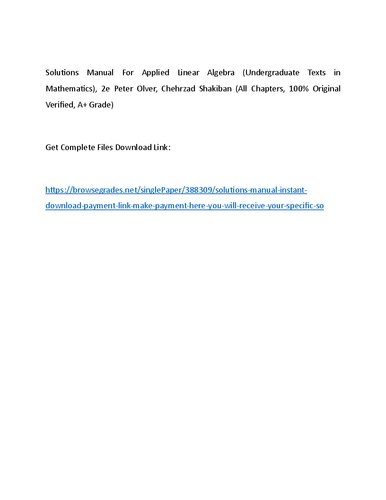Solutions Manual Applied Linear Algebra (Undergraduate Texts in Mathematics)