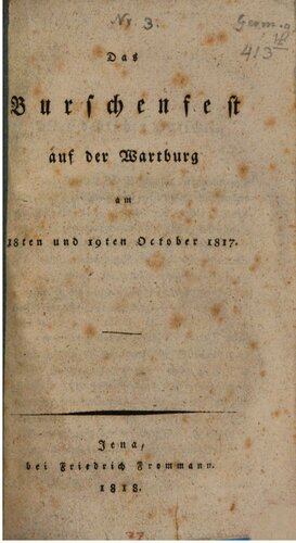 Das Burschenfest auf der Wartburg am 18ten und 19ten Oktober 1817