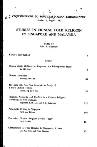 Studies in Chinese folk religion in Singapore and Malaysia