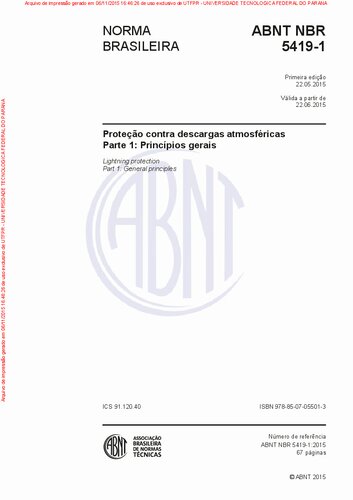 ABNT NBR 5419-1 Proteção contra descargas atmosféricas Parte 1: Princípios gerais